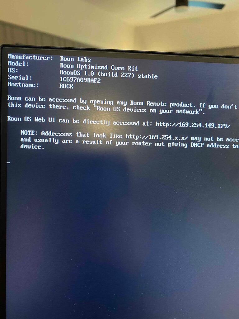 Odd Issue - Not Connecting to Network - Roon Rock Intel NUC