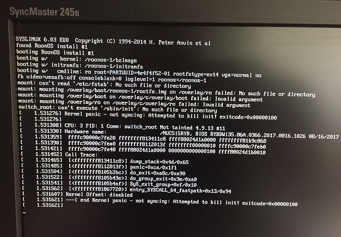 NUC5i5RYK kernel panic