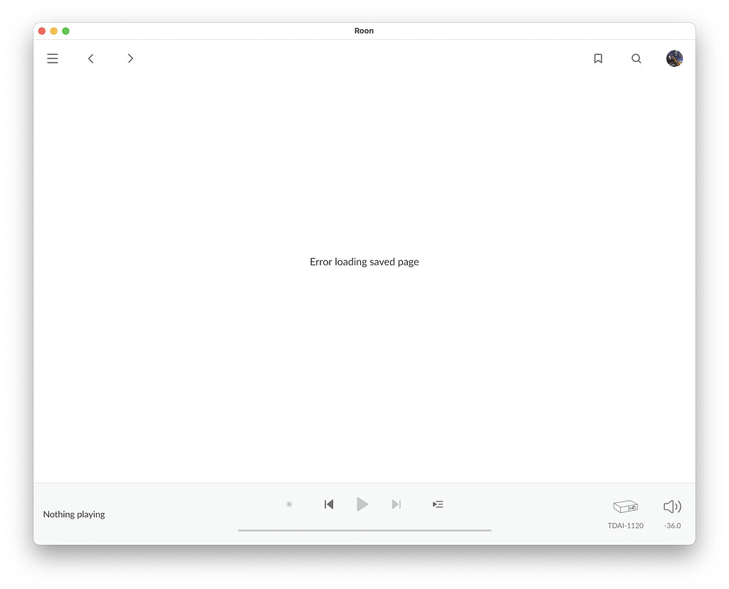 Error loading saved page again again - Support - Roon Labs Community
