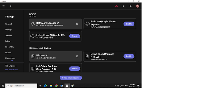 Roon missing motu device