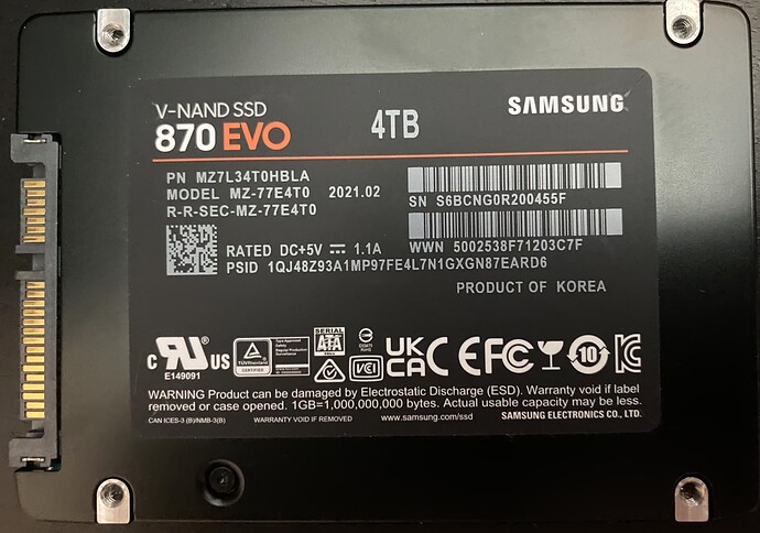 Warning, Samsung 870 EVO 4TB SSD prone to failure - Nucleus - Roon