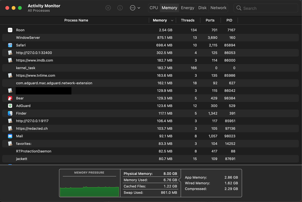 Sluggish app and high memory usage 2014 MacBook Pro, 8 GB RAM
