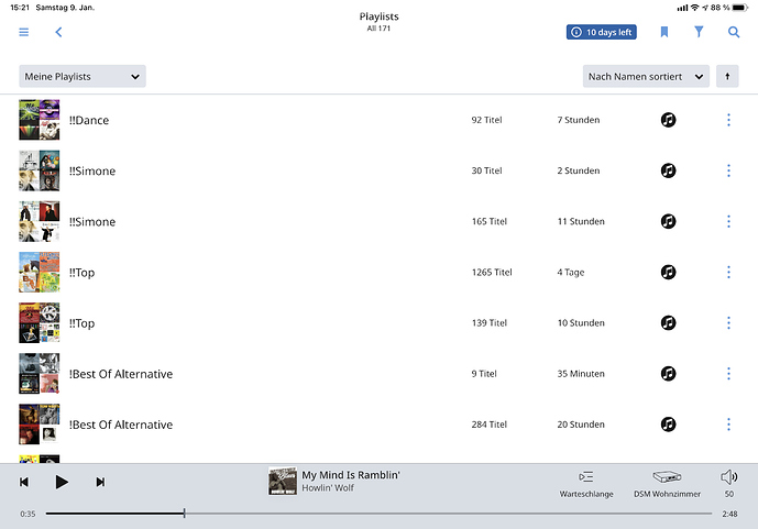 Screenshot iPad Playlists in Roon.PNG