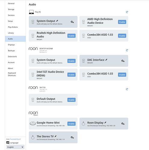 Roon audio settings