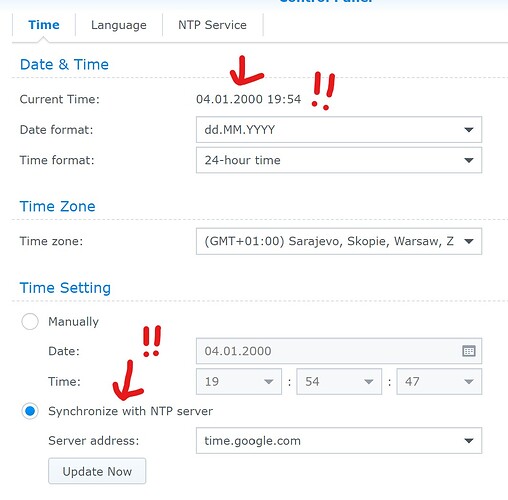 czas synology