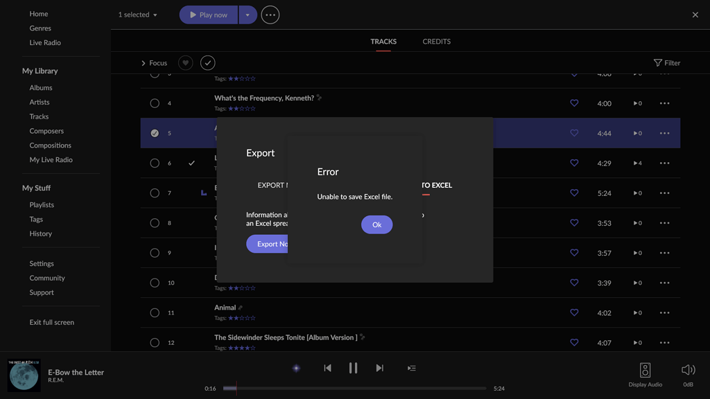 Unable To Export Songs In Excel Support Roon Labs Community