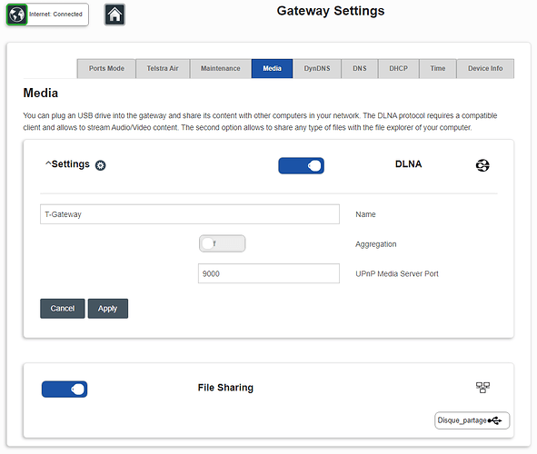 Sagemcom 5355 - Gateway dialog