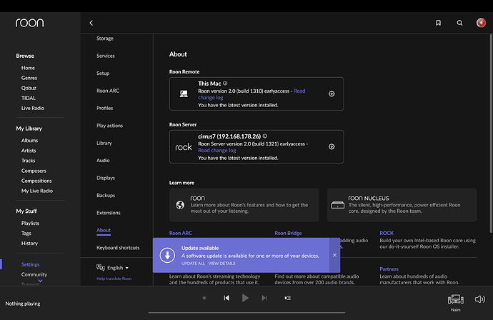 M Roon 2 Roon 2.0 Build 1321 Issues - Early Access - Roon Labs Community