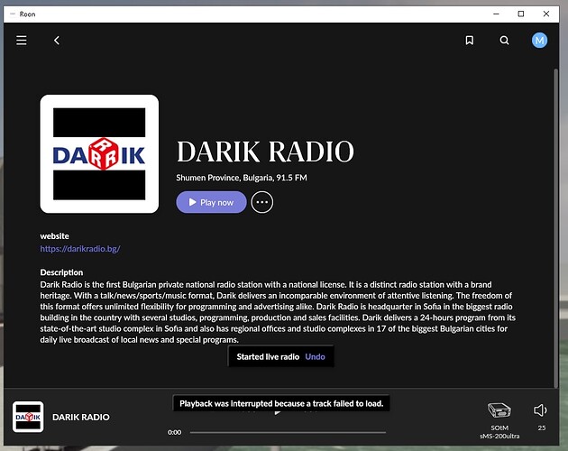 Darik Radio PB-error - Roon