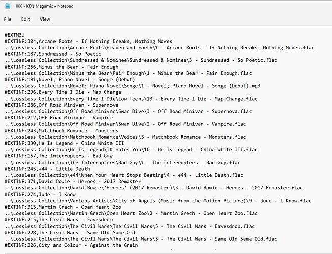 m3u in note pad