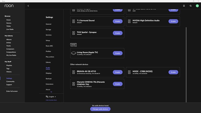 Roon Core Audio Options 2 of 2