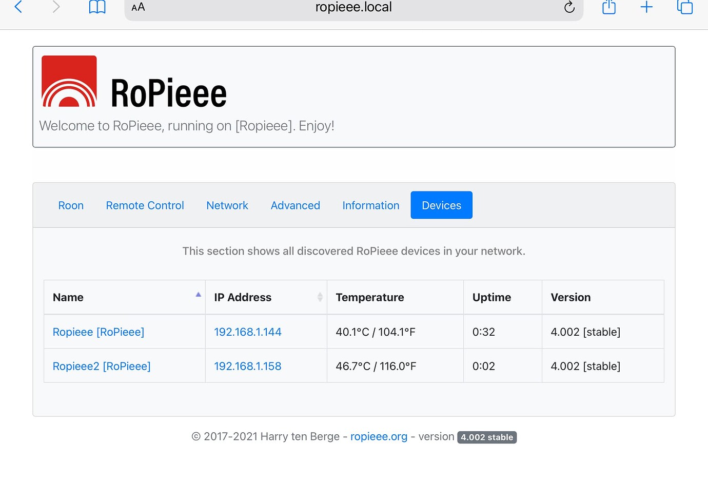 Ropieee.local vs IP address - RoPieee - Roon Labs Community