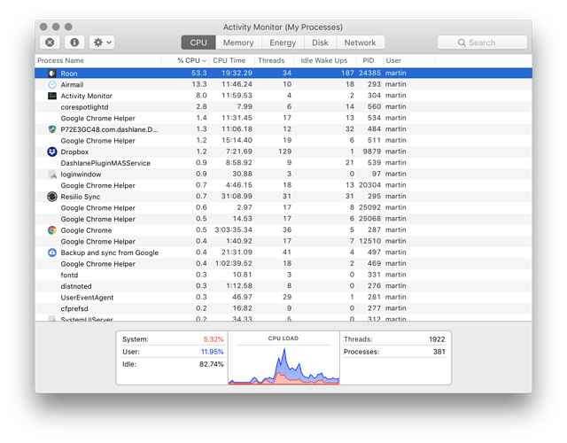 high cpu usage mac