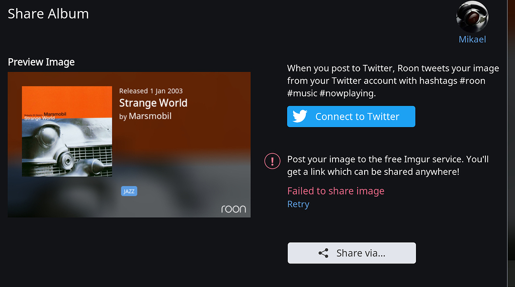 Share via Imgur not working? - Support - Roon Labs Community
