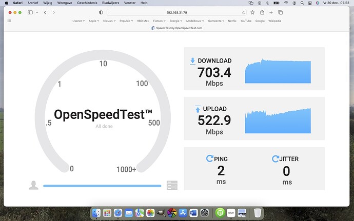 local network speedtest Roon core