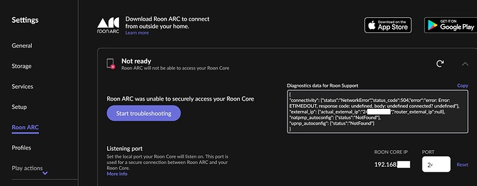 Roon ARC unable to securely access your Roon Core