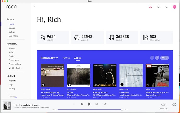 Roon 1 Home Screen Shot 2023-05-13 at 11.20.21 PM