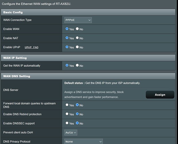 Wan setup asus router