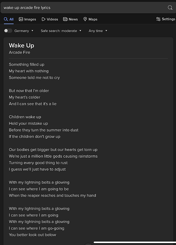 wake up arcade fire lyrics at DuckDuckGo