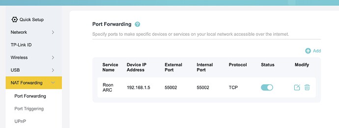 TP-Link Manual Port Forwarding Rule