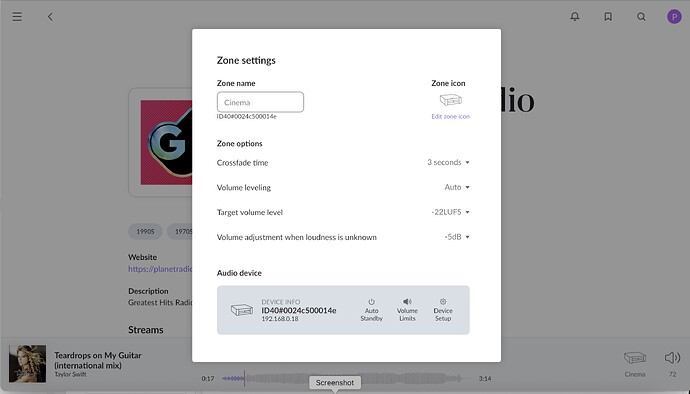 Audio screenshot–cinema