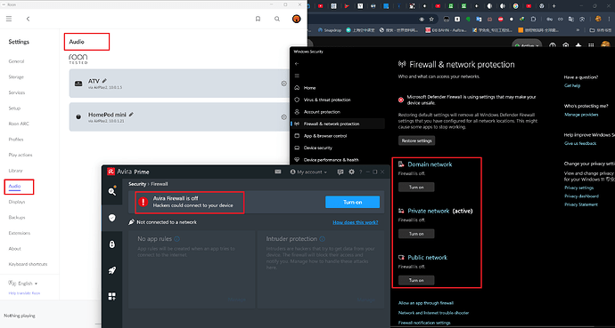 Windows Firewall and Avira Firewall both turned off
