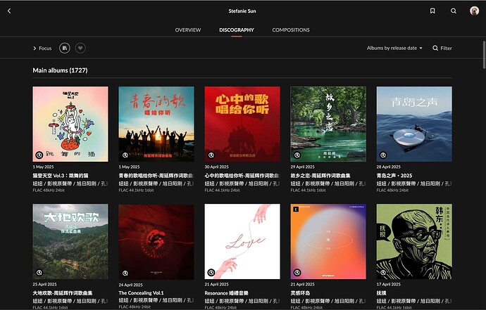Stefanie Sun Discography in Roon