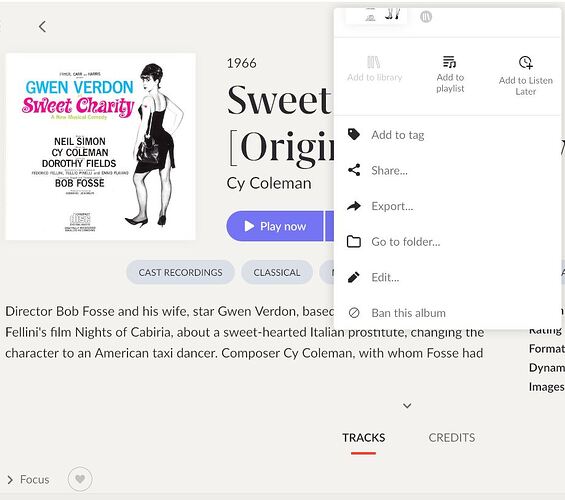 Sweet Charity - scrolled menu