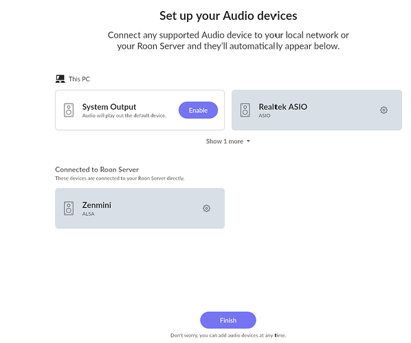 roon-set-up audio devices