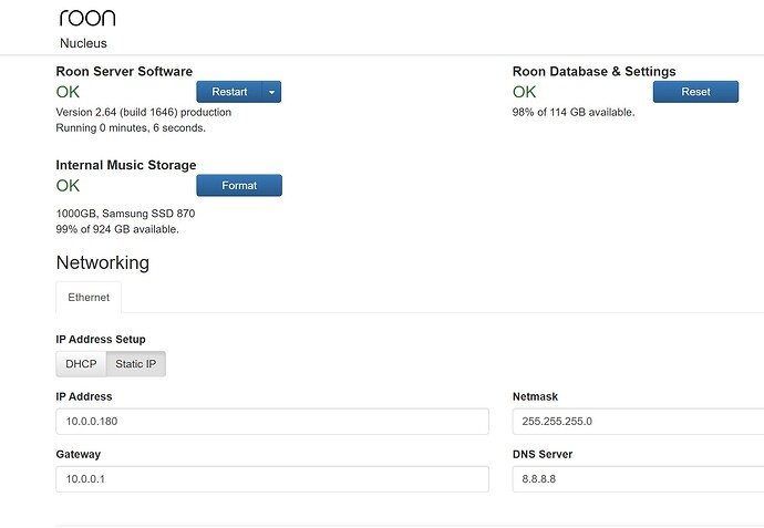 Roon-Static IP