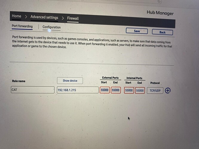 BT Hub Settings for Roon