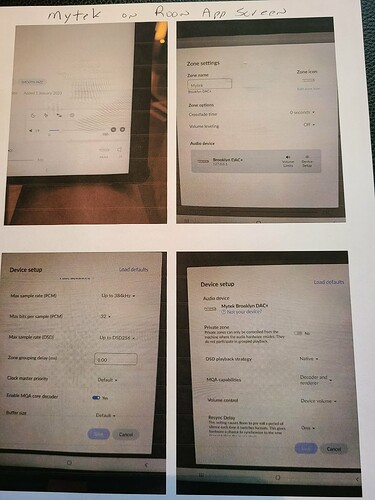Mytek on Roon App screen