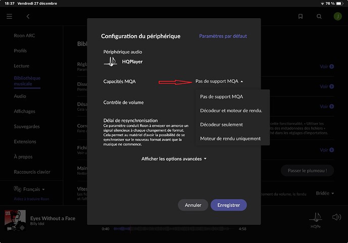 Paramétrage Roon Capacité MQA. 2024-12-27 à 18.37.18