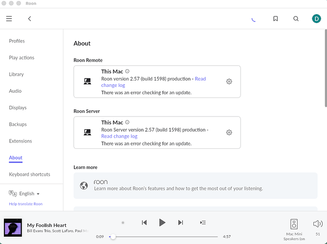 Roon - Error updating (2-23-26)