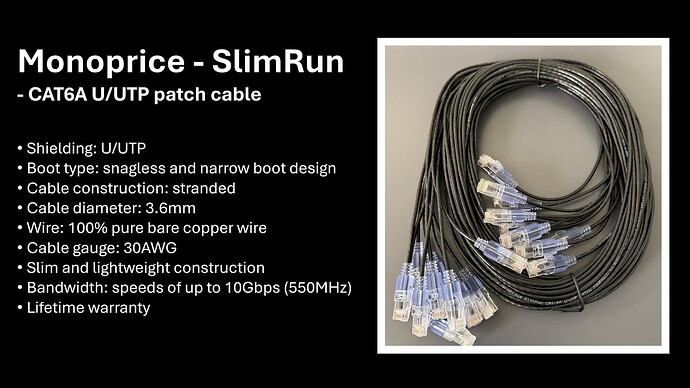 Monoprice SlimRun CAT6A UTP