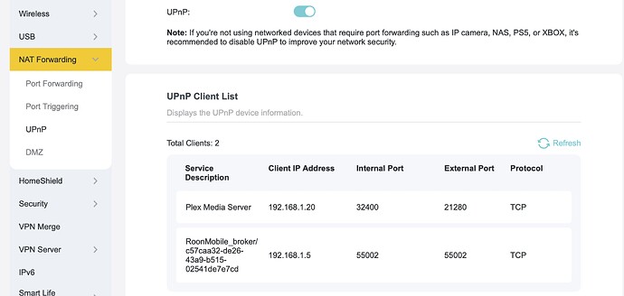 TP-Link UPnP Setup agter reboot