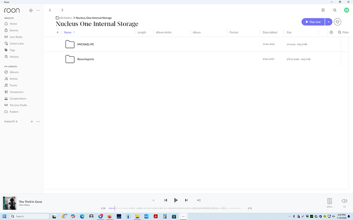 Folder view of internal storage