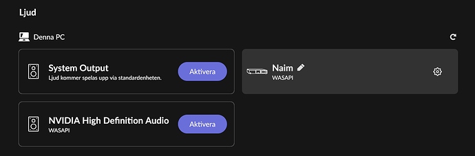 Settings Roon PC