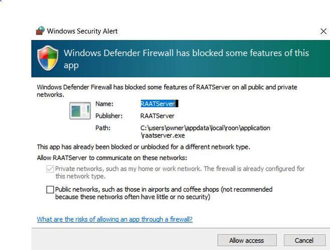 RAATserver blocked