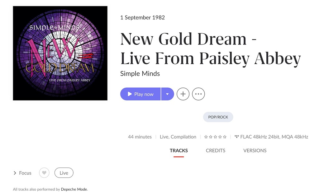 New Gold Dream - Live From Paisley Abbey 