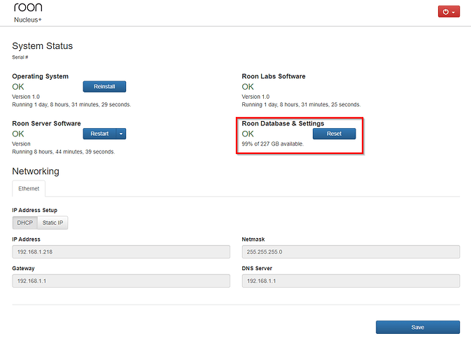Nucleus Database Reset