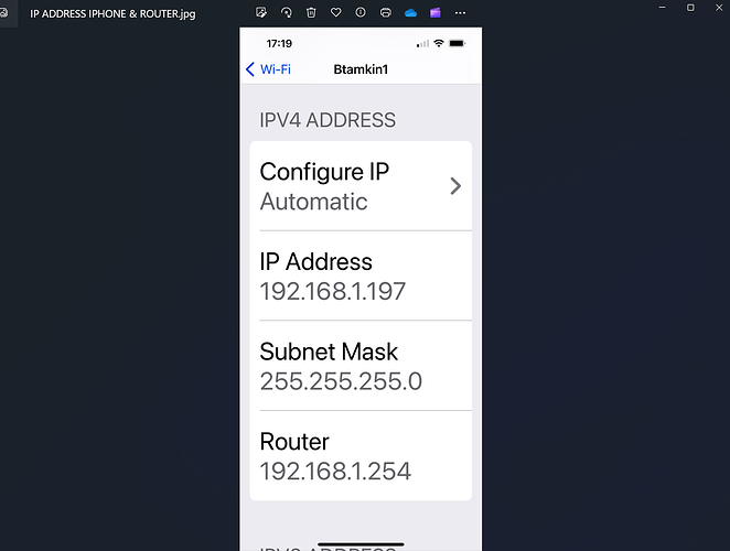 IP ADDRESS IPHONE & ROUTER