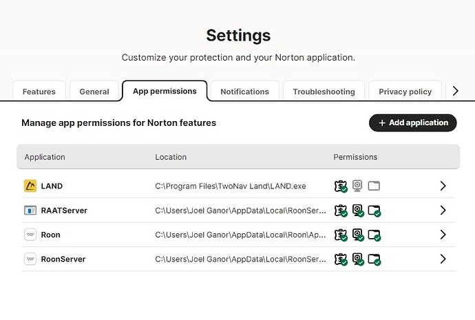 Roon firewall exceptions