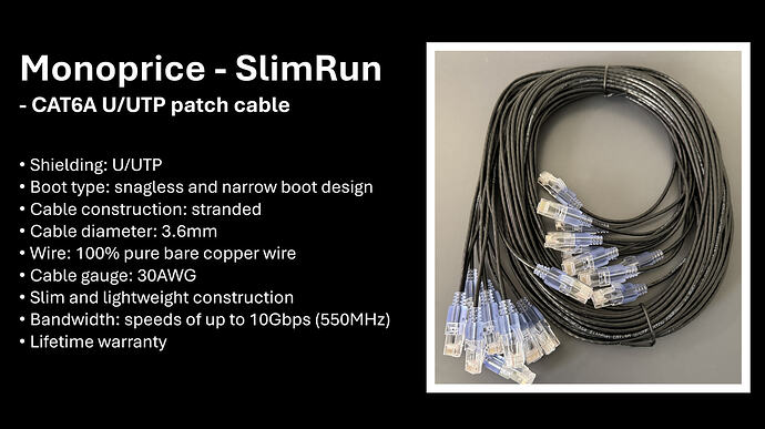 Monoprice SlimRun CAT6A UTP