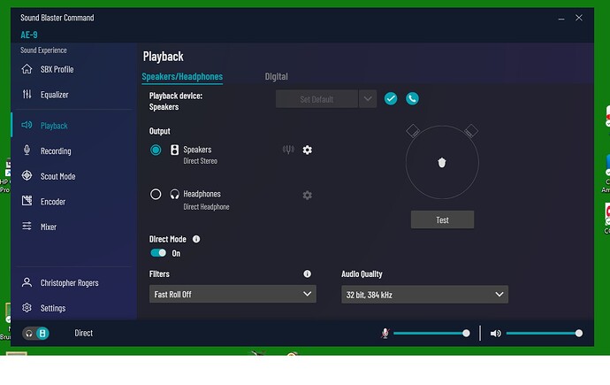 Sound Blaster AE-9 Playback Settings