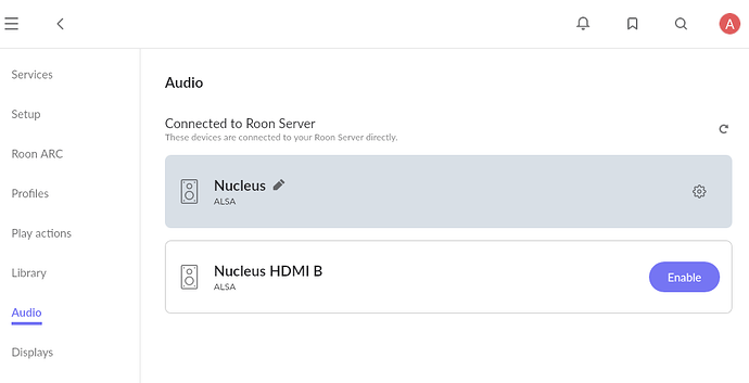 Audio -under Settings. Only Nucleus listed