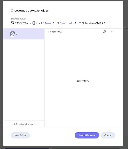 Empty folders in the new roon server