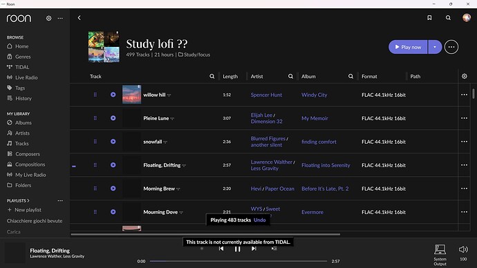 tracks blacked out, not unavailable, but not detected