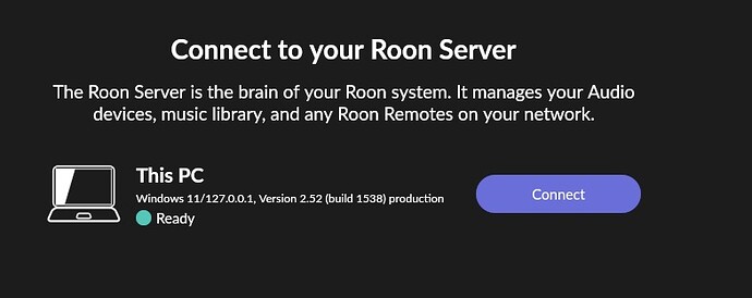 Roon Server in the PC..