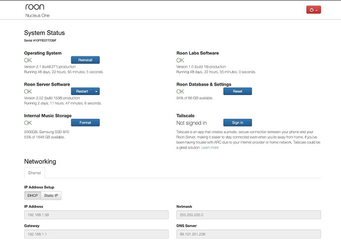 Screenshot webinterface